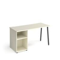 Rectangular A-frame Desk with support pedestal White Wood/Metal A-Frame Legs Charcoal Sparta 1400 x 600 x 730mm