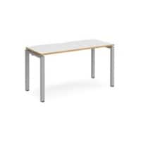 Rectangular Single Desk White/Oak Wood Straight Legs Silver Adapt II 1400 x 600 x 725mm
