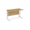 Rectangular Straight Desk Oak Wood Cantilever Legs White Maestro 25 1200 x 600 x 725mm