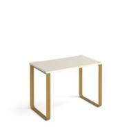 Rectangular Sleigh Frame Desk White Wood/Metal Sleigh Legs Brass Cairo 1000 x 600 x 730mm