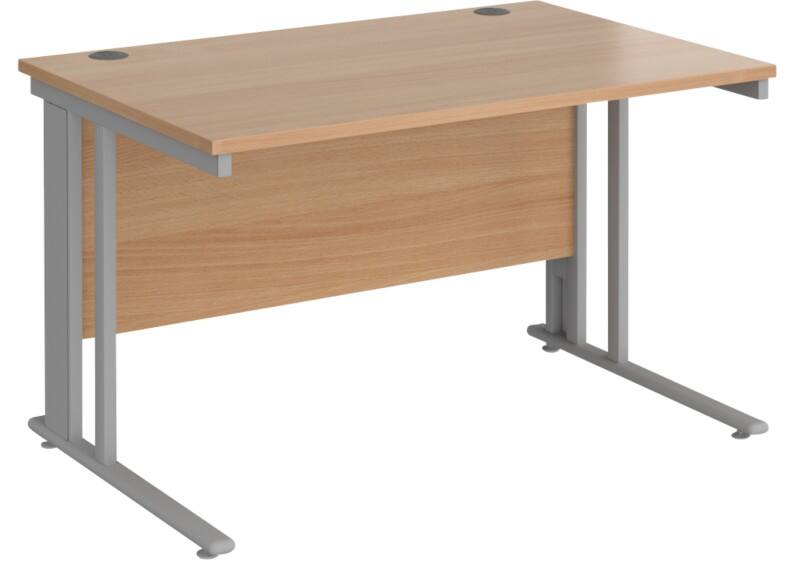 Rectangular Straight Desk Beech Wood Cantilever Legs Silver Maestro 25 1200 x 800 x 725mm
