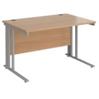 Rectangular Straight Desk Beech Wood Cantilever Legs Silver Maestro 25 1200 x 800 x 725mm