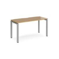 Rectangular Single Desk Oak Wood Straight Legs Silver Adapt II 1400 x 600 x 725mm