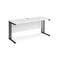 Rectangular Straight Desk White Wood Cantilever Legs Black Maestro 25 1600 x 600 x 725mm