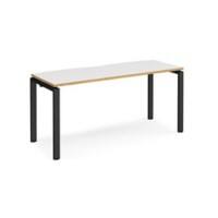 Rectangular Single Desk White/Oak Wood Straight Legs Black Adapt II 1600 x 600 x 725mm