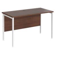 Rectangular Straight Desk Walnut Wood H-Frame Legs White Maestro 25 1200 x 600 x 725mm