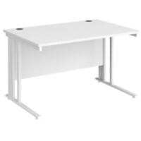 Rectangular Straight Desk White Wood Cable Managed Legs White Maestro 25 1200 x 800 x 725mm