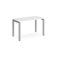 Rectangular Single Desk White Wood Straight Legs Silver Adapt II 1200 x 600 x 725mm