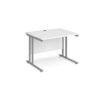 Rectangular Straight Desk White Wood Cantilever Legs Silver Maestro 25 1000 x 800 x 725mm