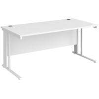 Rectangular Straight Desk White Wood Cable Managed Legs White Maestro 25 1600 x 800 x 725mm