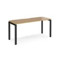 Rectangular Single Desk Oak Wood Straight Legs Black Adapt II 1600 x 600 x 725mm