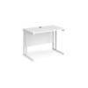 Rectangular Straight Desk White Wood Cantilever Legs White Maestro 25 1000 x 600 x 725mm