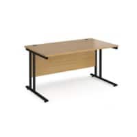 Rectangular Straight Desk Oak Wood Cantilever Legs Black Maestro 25 1400 x 800 x 725mm