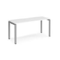 Rectangular Single Desk White Wood Straight Legs Silver Adapt II 1600 x 600 x 725mm