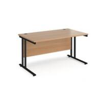 Rectangular Straight Desk Beech Wood Cantilever Legs Black Maestro 25 1400 x 800 x 725mm