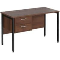 Rectangular Straight Desk Walnut Wood H-Frame Legs Black Maestro 25 1200 x 600 x 725mm 2 Drawer Pedestal