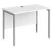 Rectangular Straight Desk White Wood H-Frame Legs Silver Maestro 25 1000 x 600 x 725mm