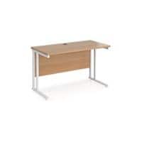 Rectangular Straight Desk Beech Wood Cantilever Legs White Maestro 25 1200 x 600 x 725mm