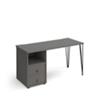 Rectangular Hairpin Desk Onyx Grey, Onyx Grey Drawers Wood/Metal Hairpin Legs Black Tikal 1400 x 600 x 730mm