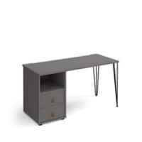 Rectangular Hairpin Desk Onyx Grey, Onyx Grey Drawers Wood/Metal Hairpin Legs Black Tikal 1400 x 600 x 730mm