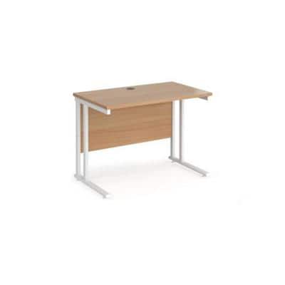Rectangular Straight Desk Beech Wood Cantilever Legs White Maestro 25 1000 x 600 x 725mm