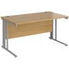 Rectangular Straight Desk Oak Wood Cantilever Legs Silver Maestro 25 1400 x 800 x 725mm