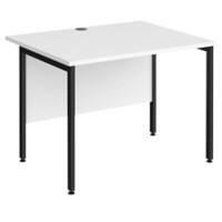 Rectangular Straight Desk White Wood H-Frame Legs Black Maestro 25 1000 x 800 x 725mm