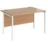 Rectangular Straight Desk Beech Wood H-Frame Legs White Maestro 25 1200 x 800 x 725mm