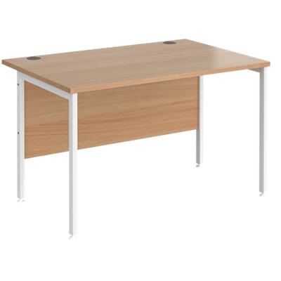 Rectangular Straight Desk Beech Wood H-Frame Legs White Maestro 25 1200 x 800 x 725mm