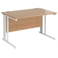 Rectangular Straight Desk Beech Wood Cable Managed Legs White Maestro 25 1200 x 800 x 725mm