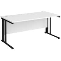 Rectangular Straight Desk White Wood Cable Managed Legs Black Maestro 25 1600 x 800 x 725mm