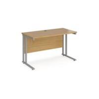 Rectangular Straight Desk Oak Wood Cantilever Legs Silver Maestro 25 1200 x 600 x 725mm