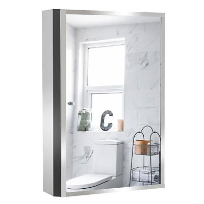 HOMCOM Mirror Cabinet 834-060 Glass, Stainless Steel Silver 400 mm x 130 mm x 600 mm