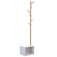 HOMCOM Coat Hanger 831-224 Bamboo, MDF Brown, White 300 mm x 400 mm x 1800 mm