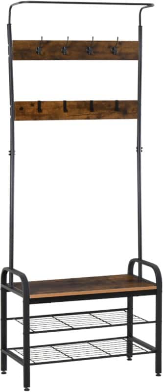 HOMCOM Coat Rack MDF (Medium-Density Fibreboard), Metal 72 x 34 x 185 cm Black