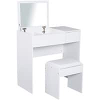 HOMCOM Dressing Table 831-193WT Foam, Glass, Leather, Particle Board White 400 mm x 800 mm x 790 mm