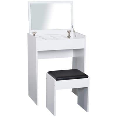 HOMCOM Dressing Table 831-191WT Foam, Glass, Leather, Particle Board White 402 mm x 602 mm x 790 mm
