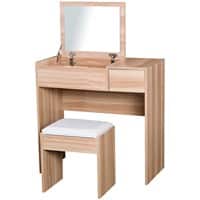 HOMCOM Dressing Table 831-193 Foam, Glass, Leather, Particle Board Wood 400 mm x 800 mm x 790 mm