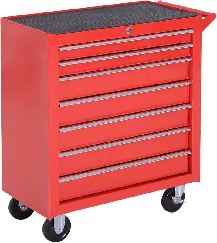 DURHAND Roller Cabinet Steel 33 x 69 x 75 cm Red