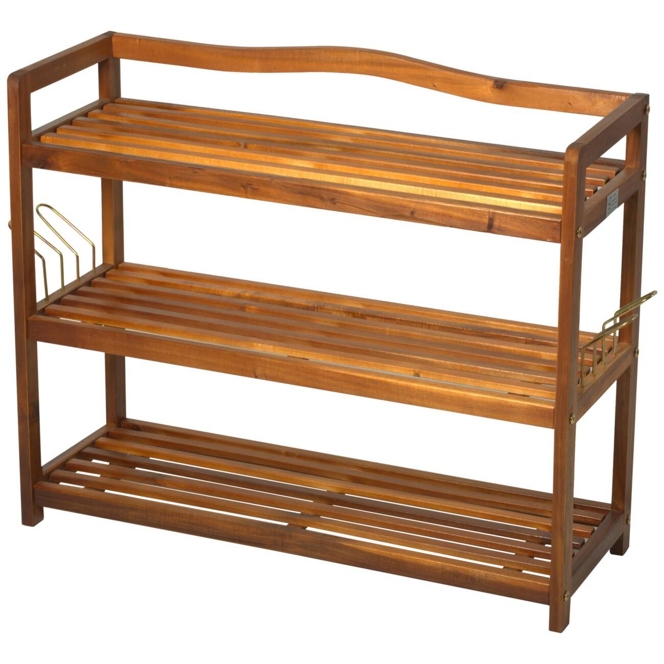 HOMCOM Shoe Rack 833-439 Acacia Wood Brown 260 mm x 740 mm x 620 mm ...