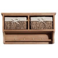 HOMCOM Wall Cabinet 833-299BN Cloth, Paulownia Wood, Wicker Brown 600 mm x 220 mm x 370 mm