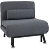 HOMCOM Convertible Sleeper Chair Black Linen, Steel, Sponge Foam 833-066V70BK
