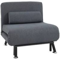 HOMCOM Convertible Sleeper Chair Black Linen, Steel, Sponge Foam 833-066V70BK