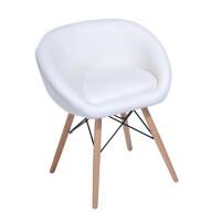 HOMCOM Dining Chair White PU Leather, Sponge, Iron Wire, Wood 835-023