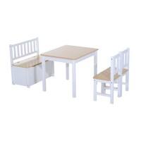 HOMCOM Kids Table And Chairs Set 312-001 MDF (Medium-Density Fibreboard), Pine Wood White