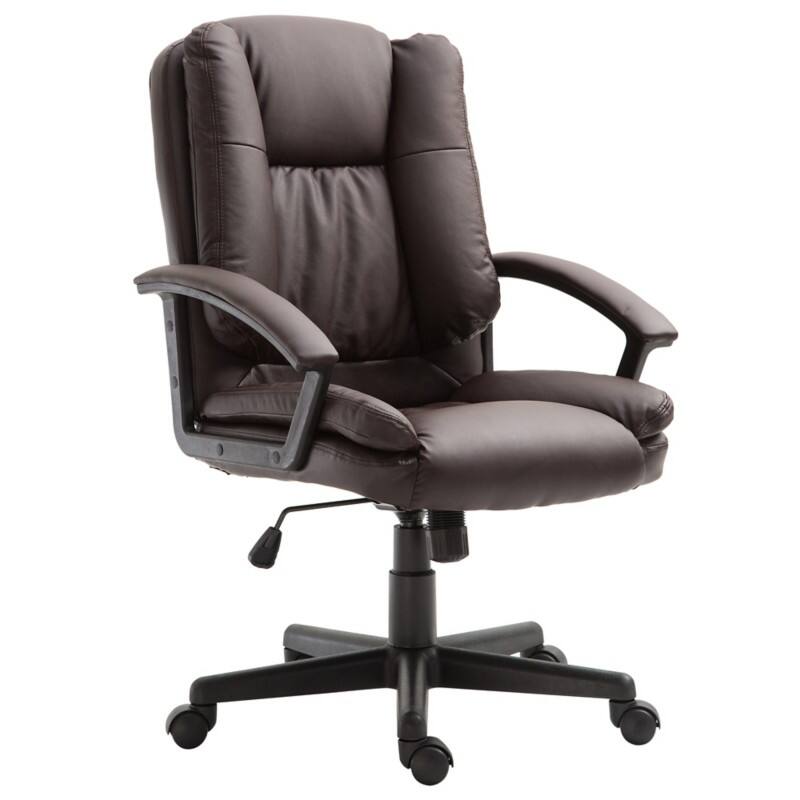 HOMCOM Office Chair Faux Leather Height-Adjustable Seat Brown 120 kg 921-049BN 670 x 620 mm