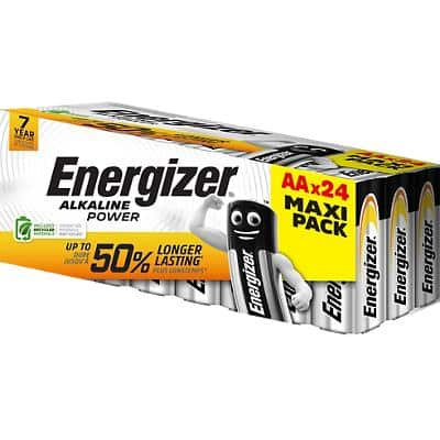 Energizer AA Alkaline Batteries Power LR6 1.5V Pack of 24