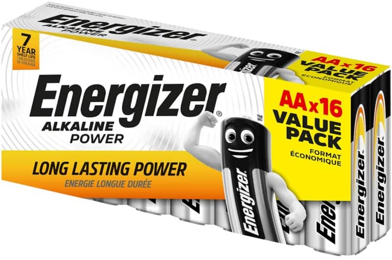 Energizer AA Alkaline Batteries Power LR6 1.5V Pack of 16
