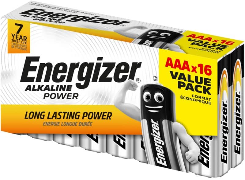 Energizer AAA Alkaline Batteries Power LR03 1.5V Pack of 16