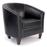Nautilus Designs Ltd. High Back Tub Style Armchair Upholstered in a durable Leather Effect Finish DPA7788/BW Brown
